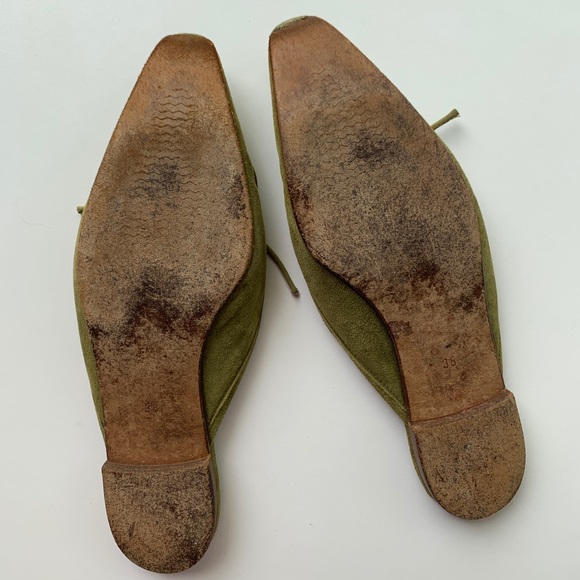 Manolo Blahnik Green Suede Vintage Ballerimu Mules - Picture 5 of 7